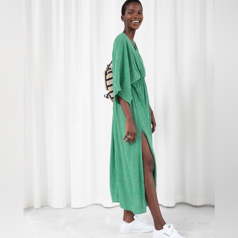 & Other Stories Green Floral Kaftan Dress